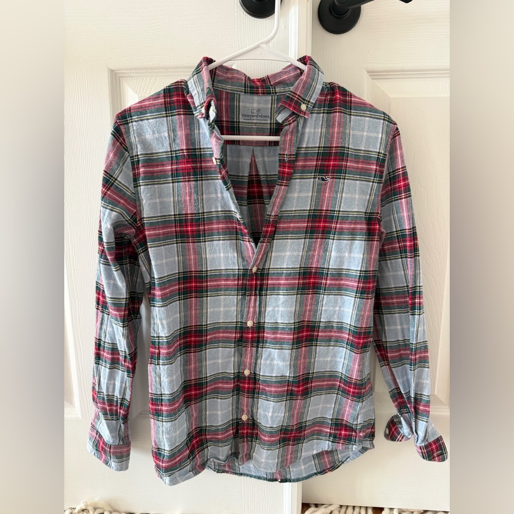 Vineyard Vines Men's Plaid Shirt - Red, Green, and Gray